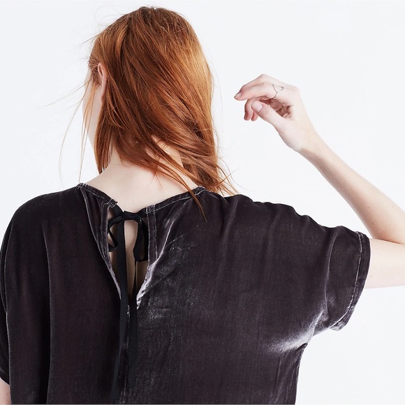 Madewell Velvet Bow Back Blouse, M - Picture 2 of 9